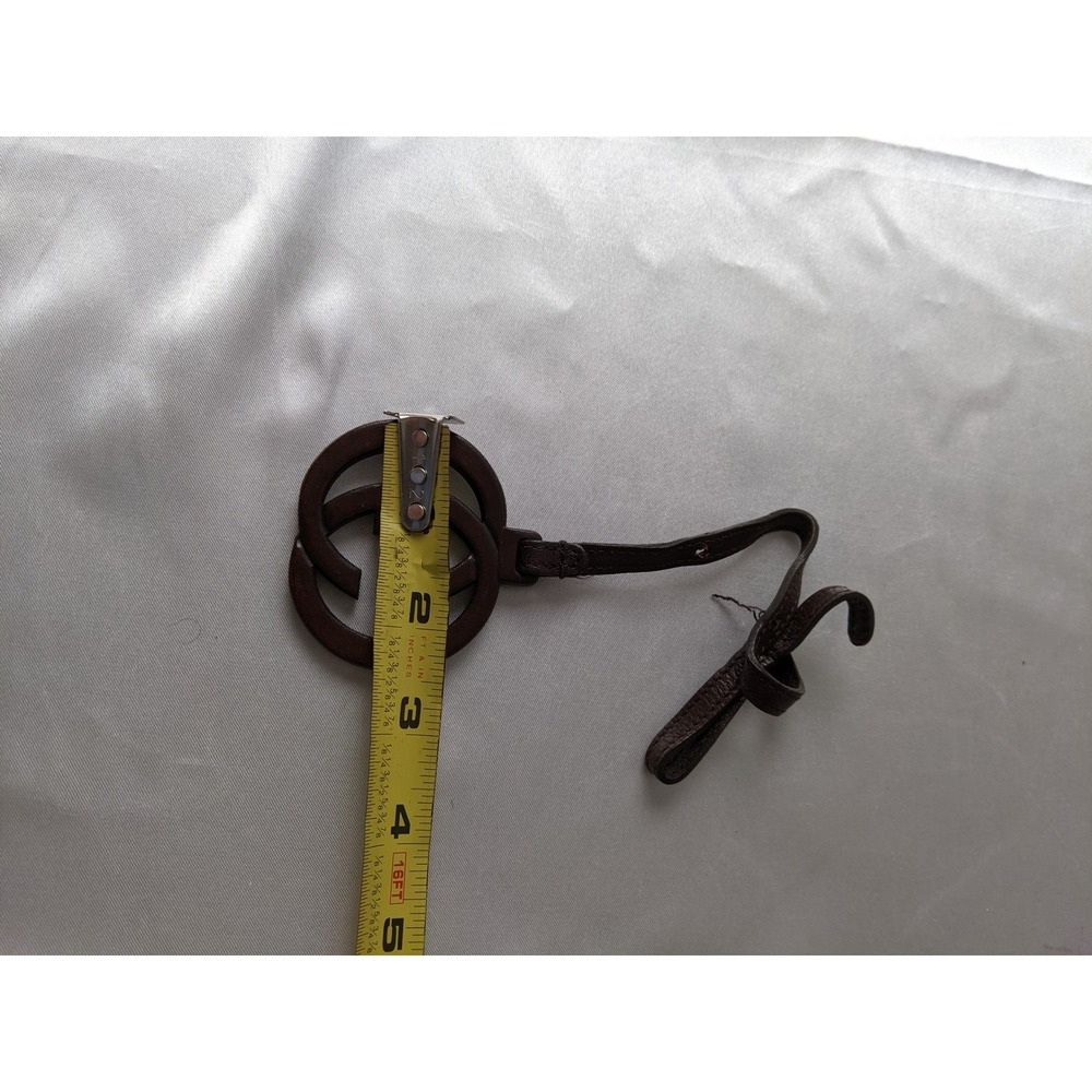 Gucci Interlocking G Wood Bag Charm Dark Brown Leather Strap Accessory - Picture 5 of 5